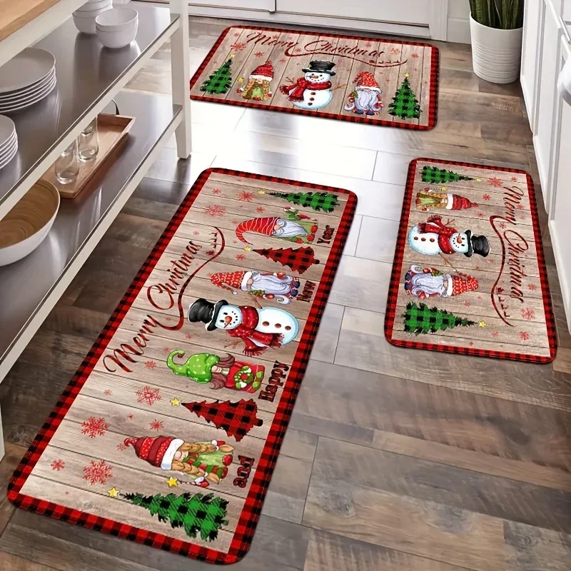 Festive Christmas Cute Snowmen Welcome Door Mats Home Decor Kitchen Hallway Balcony Rugs Kitchen Floor Mat Christmas Decorations