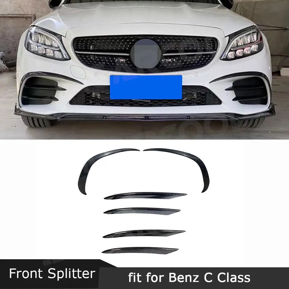 

JMCARCOOL Carbon Fiber Front Bumper Spoiler Fog Light Trim Tuning for Benz C Class W205 C205 Sport 2019+ Decoration Bodykits