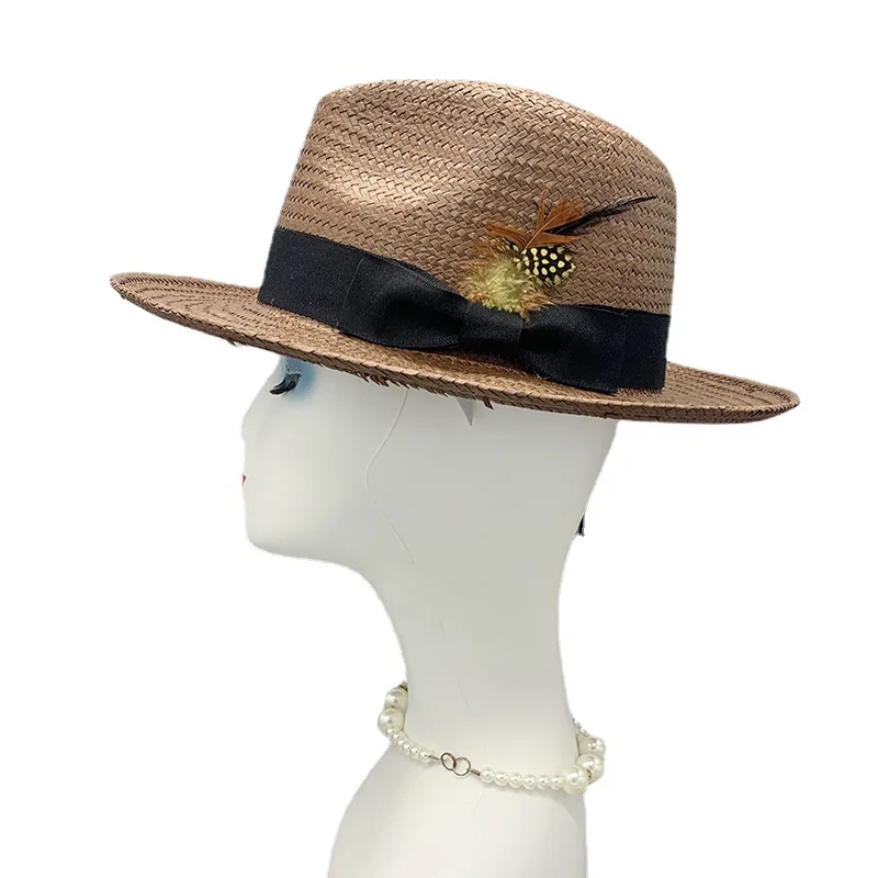 Eight-point Grass Hand-knitted Hat New Traveling And Shopping Small Hat Feather Fedora Hat