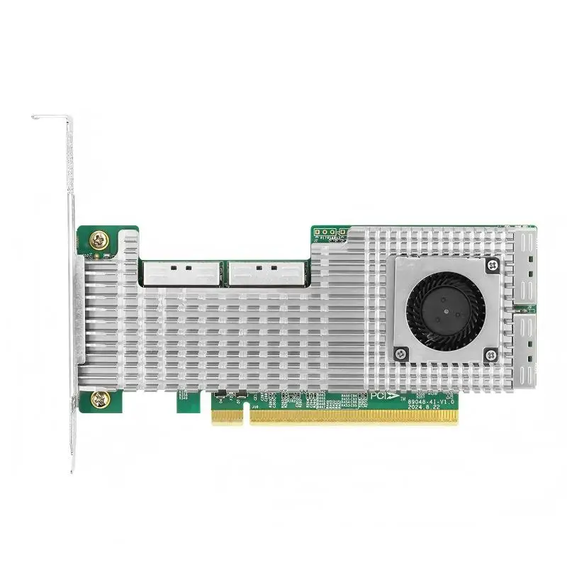 

LRSV9500-4I адаптер переключателя PCIe5.0 x16 на 4-портовый MCIO 8I NVMe на базе Broadcom PEX89048 Два варианта для расширения графического процессора и SSD