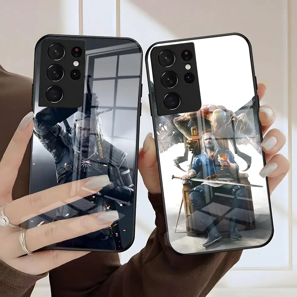 Funda de teléfono Game T-The W-Witcher para Samsung S26 S25 S24 FE S23 S22 S21 Plus S20 Ultra Note20Ultra, cubierta de cristal negro