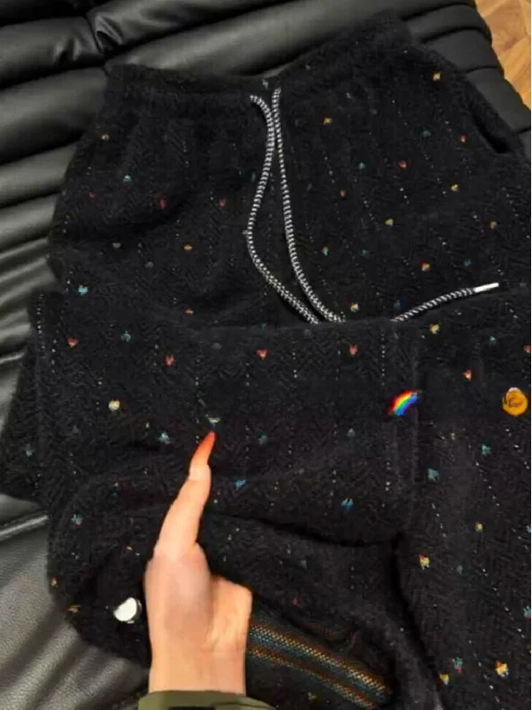 

Original Recommendation! Women's Winter Warm Fleece-Lined Knitwear High Waist Embroidered Cashmere Knife-Shape Pants Commute ...