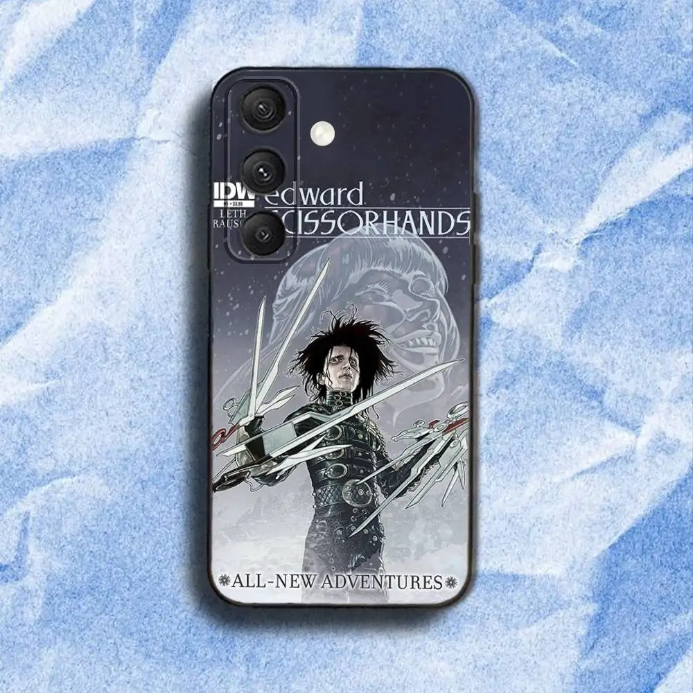 حافظة هاتف E-Edward S-Scissorhands لهاتف سامسونج S 25,24,23,22,30,21,10,9,Ultra,Plus,Lite,FE,4,5G حافظة ناعمة سوداء