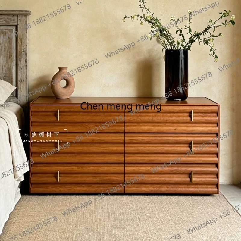 

Mid-Century Solid Wood Chest of Drawers Living Room Storage Cabinet Bedroom Bedside Cabinet