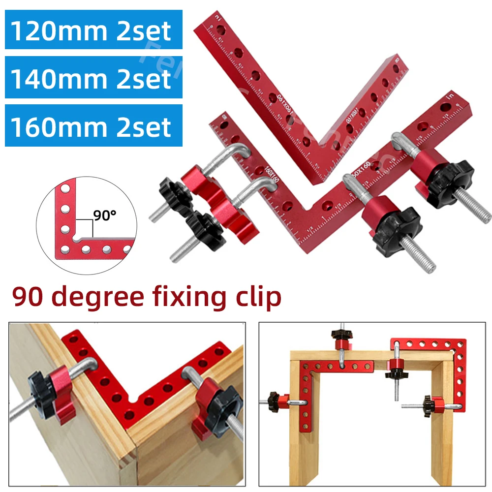 Clip di fissaggio a 90 gradi Lavorazione del legno Morsetti ad angolo retto in lega di alluminio Morsetto fisso Clip di posizionamento Strumento di