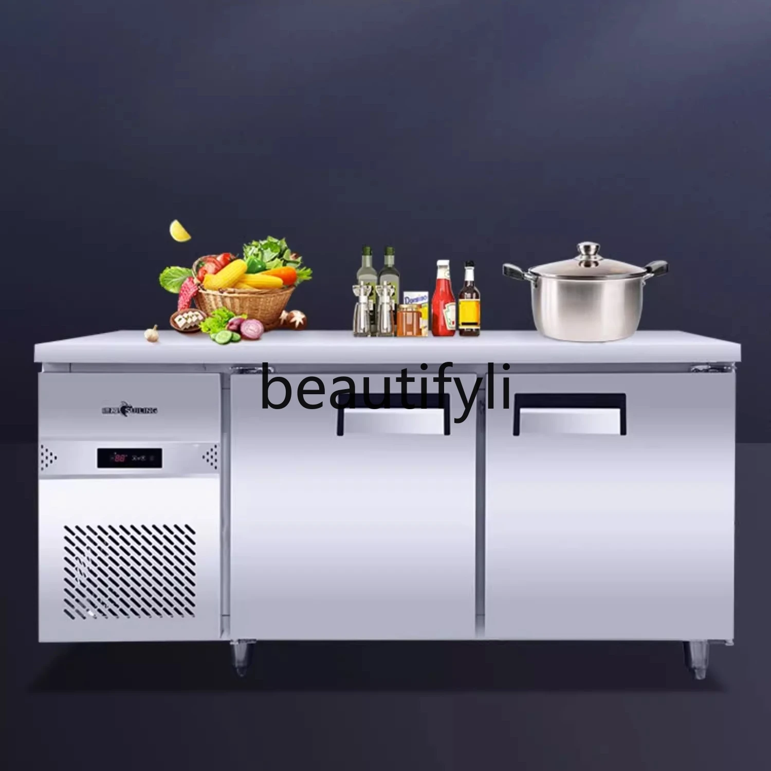 

Commercial Freezer 1.5m Kitchen Cabinet Fresh-Keeping Freezing Operation Table Refrigerated Copper Tube Refrigerator