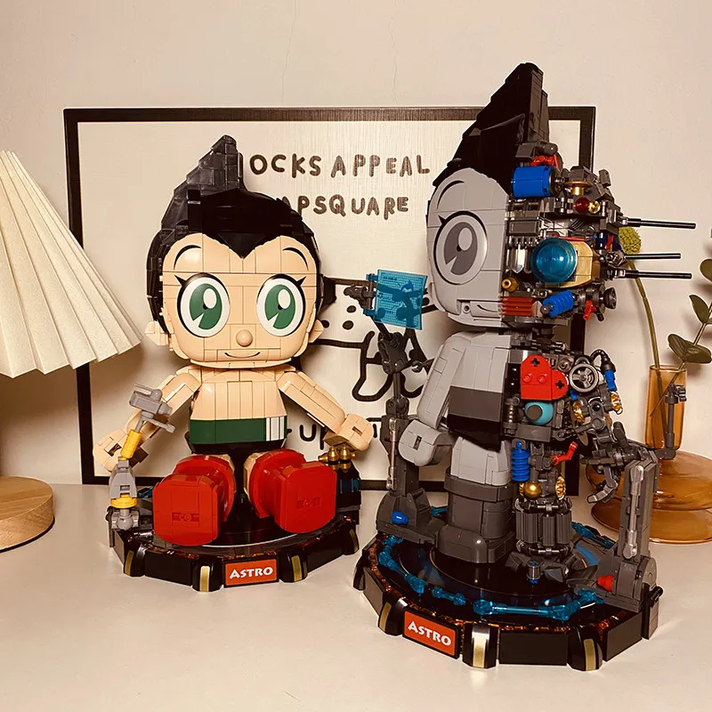 Astro Boy Building Block TetsuwanAtom Children's Assembly Toy Nostalgic Deformation Mecha Model Desktop Ornament Collection Gift