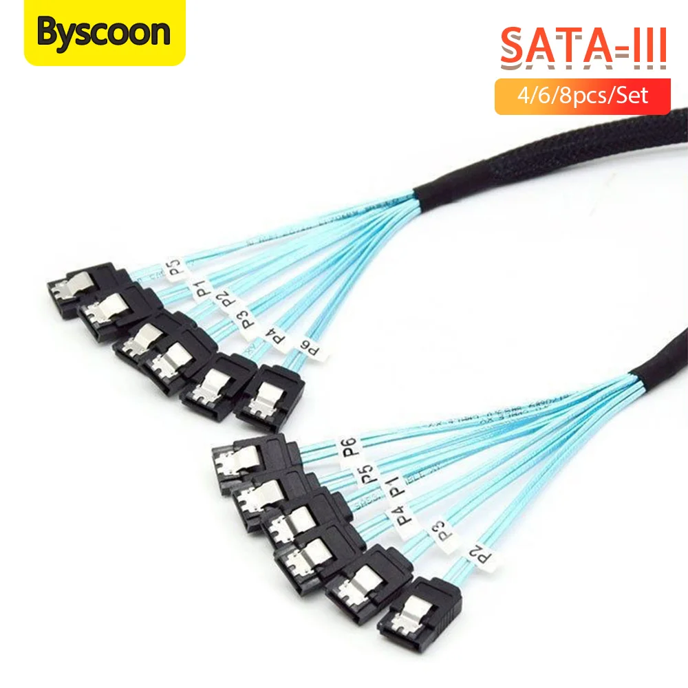 4/6/8 Pcs/Set SATA 3.0 Data Cable 7Pin to 7Pin SAS Cord 12Gbps SATA to SATA HDD Cable Hard Disk Adapter Cable For PC NAS Server