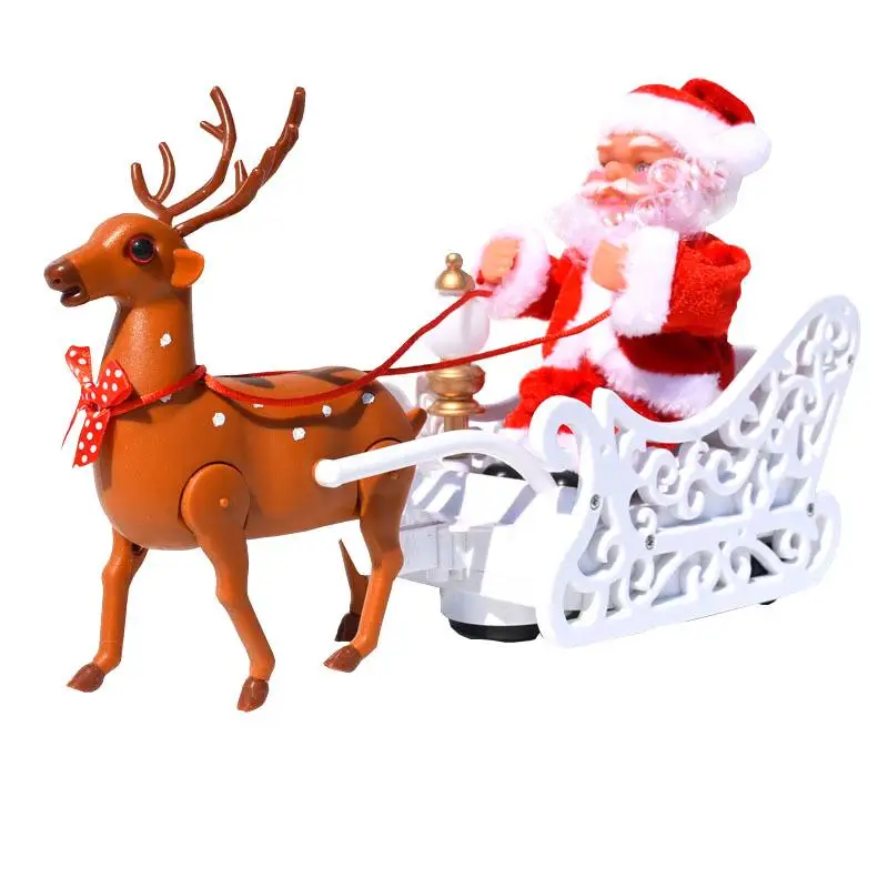 

New Electric Santa Claus Deer Cart Music Doll Christmas Ornaments Children's Toys Xmas Gifts Creative Party Festival Decoration