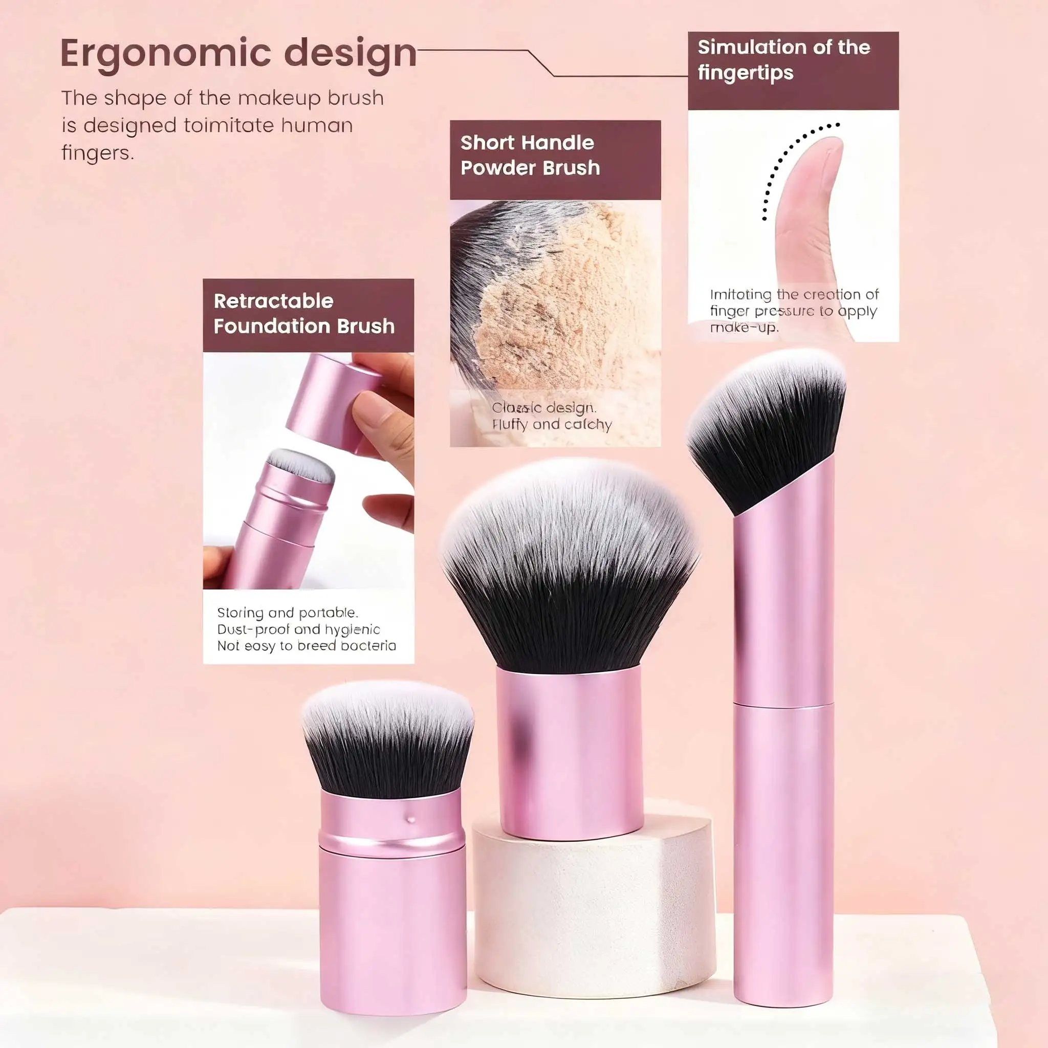 مجموعة فرش مكياج كريم الأساس مكونة من 20 قطعة، فرشاة كونتور كابوكي مزدوجة الأطراف لمزج البودرة السائلة وأحمر الخدود ومكياج الوجه أيضًا #3