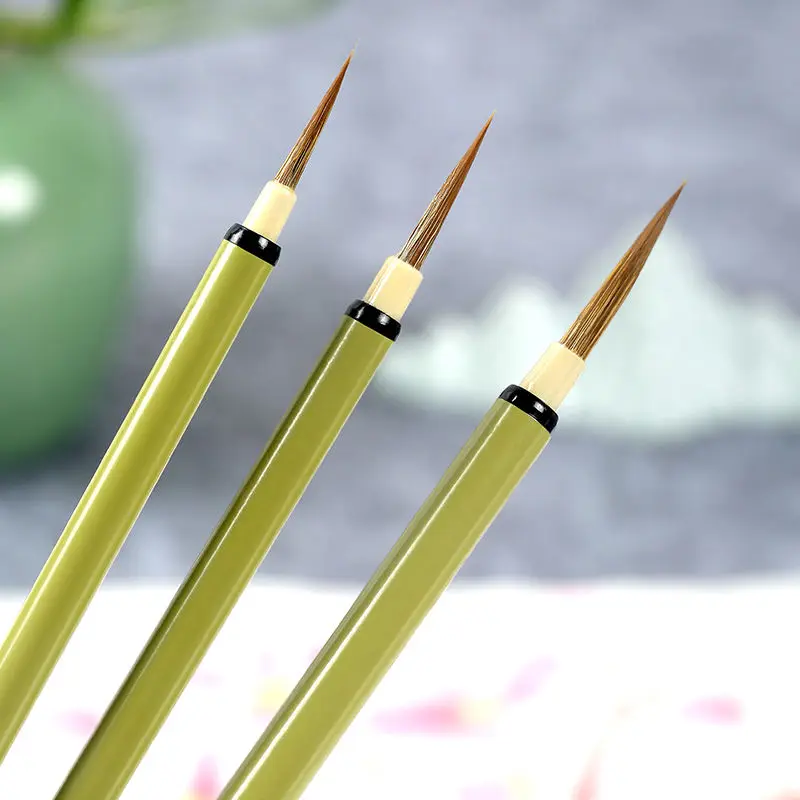 Stone Badger Hair Calligraphy Brush Slender Gold Painting Brush Regular Script Brushwork Chinese Painting Line Watercolor Brush