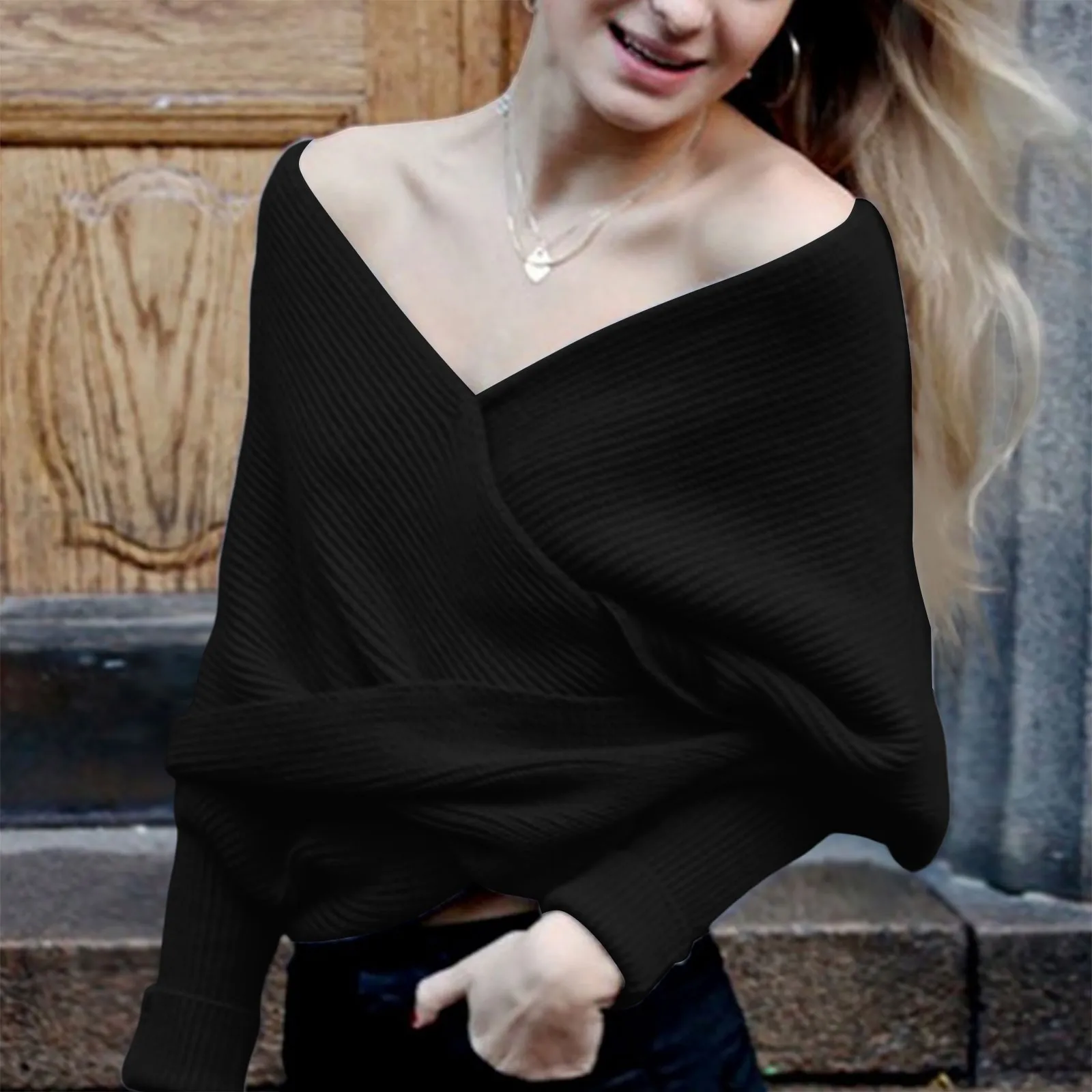 Winter Knit Scarf With Sleeve Wrap Women Solid Sexy Off Shoulder Knitted Shawl Scarf Ladies Short Top Wrap Scarf Christmas Gifts