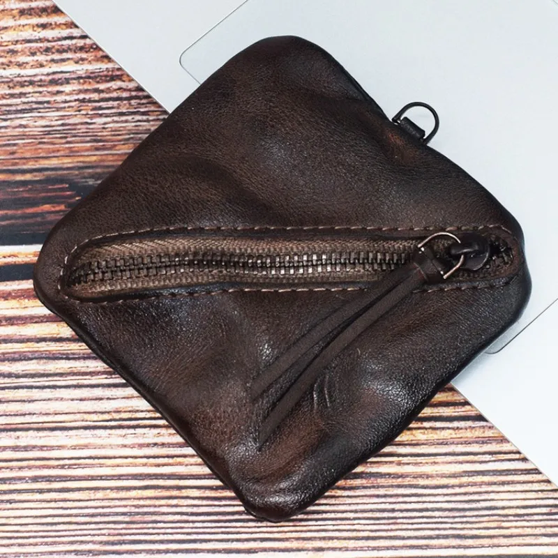 Natural Leather Vintage Women's Key Wallet for Men Car Key Holder Real Leather Coin Purse Card Case Bag Keys Organizer