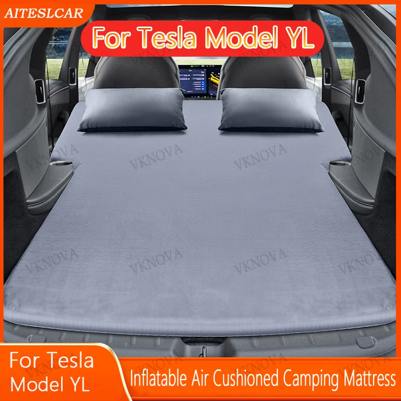 For Tesla Model 3 Model Y / YL 2026-2017 Inflatable Air Mattress Outdoor Camping Inflatable Special Suede Fabric Car Travel Bed