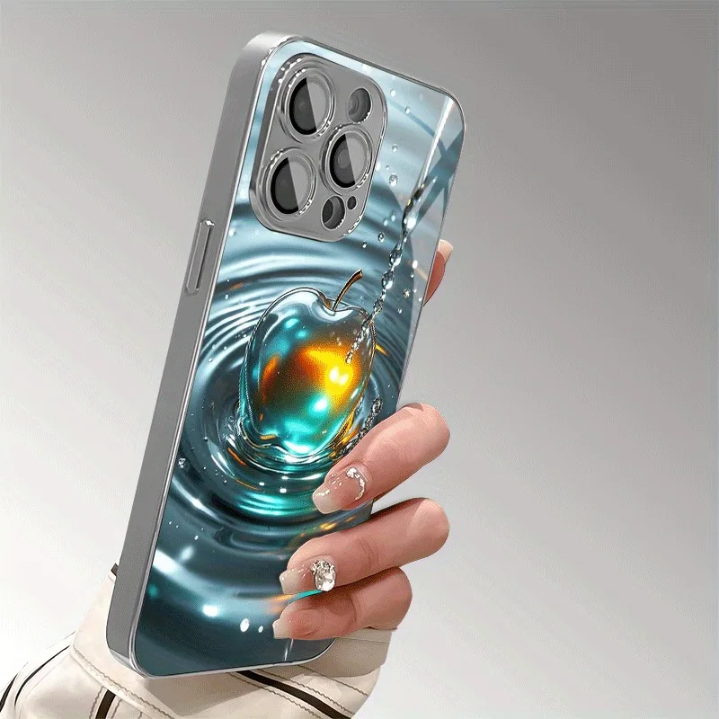 Colorful Water Wave For Apple Pattern Glass Electroplated Phone Case For iPhone 17 16 15 14 13 12 Pro Max Plus 16E 17 Air Cover