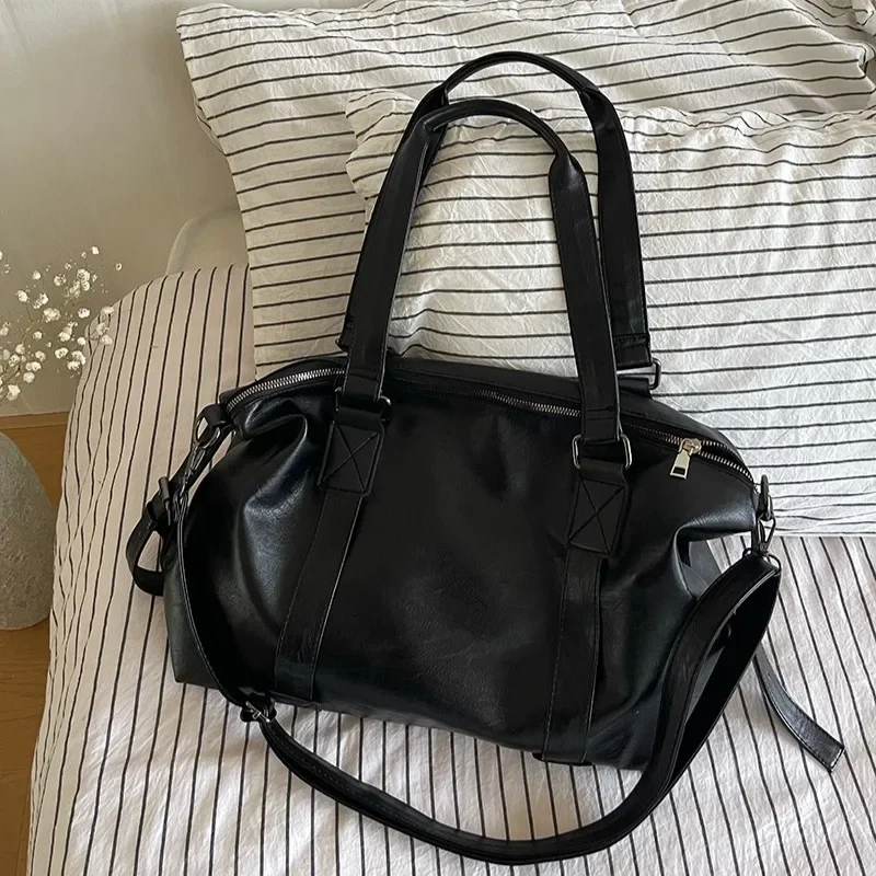 Fashion Tote Bag Leather Women Bag Simplicity Handbag Solid Vintage Shoulder Messenger Bag for Ladies image 2
