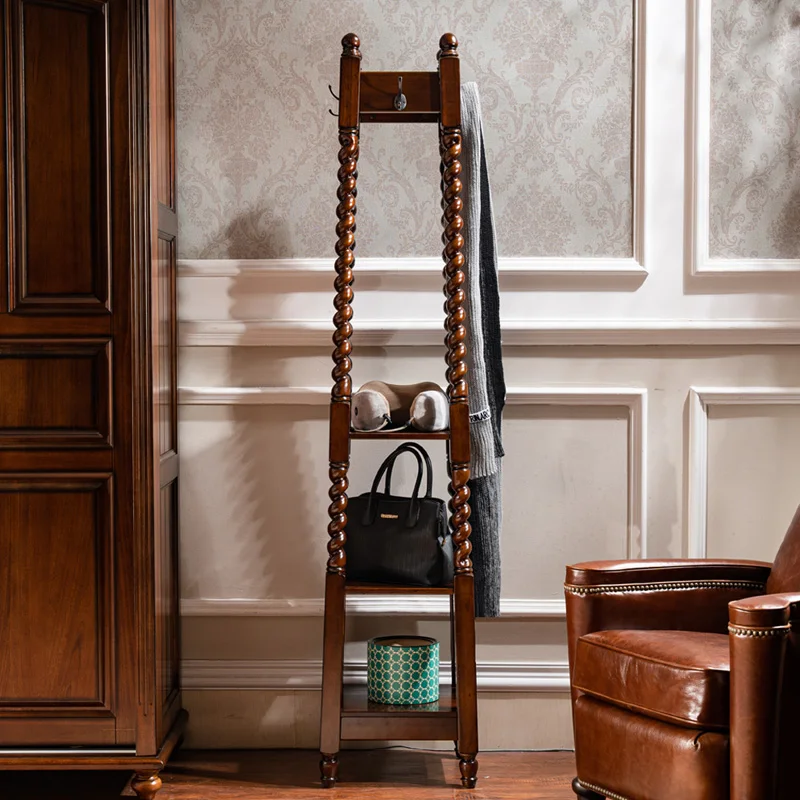 San Dibojue American All-Solid Wood Coat Rack - Home Independent Multifunctional Bedroom Storage Rack