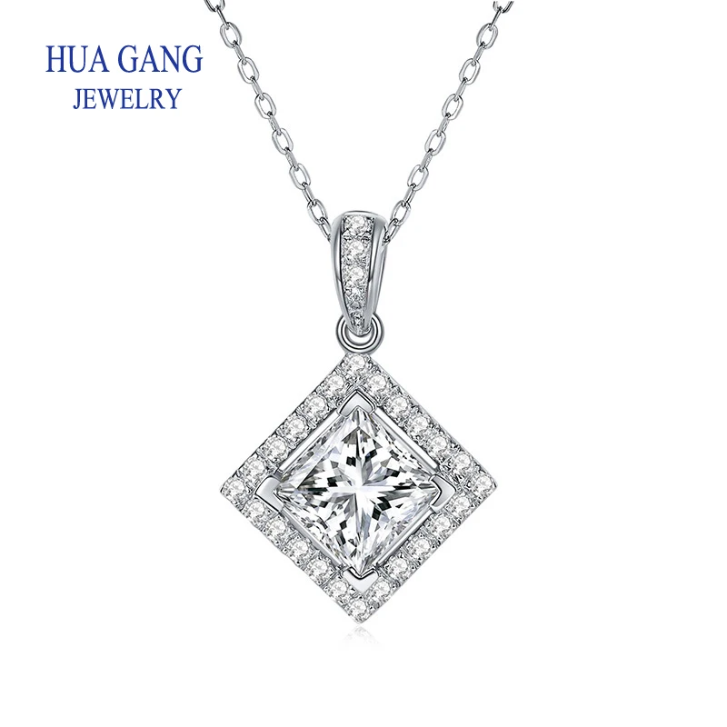 

Fashion New 925 Sterling Silver Pendant Moissanite 1ct Labs Diamond Necklace Clavicle Chain Women Fashion Jewelry for Wedding