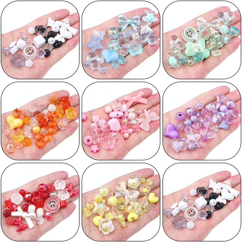 30g Fashion Cute Random Mixed Plastic Acrylic Beads For DIY Necklace Bracelet Cellphone Strap Jewelry Craft Making Accessories