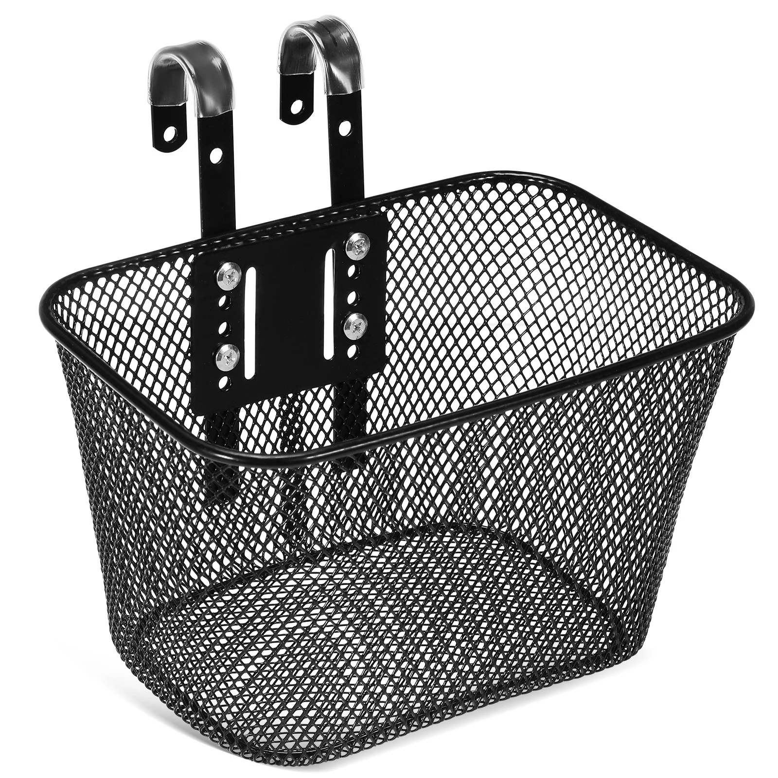 1Set Universal Front Bike Basket Black Square Mesh Detachable Handlebar Storage Carrier Quick Install Ventilated Design