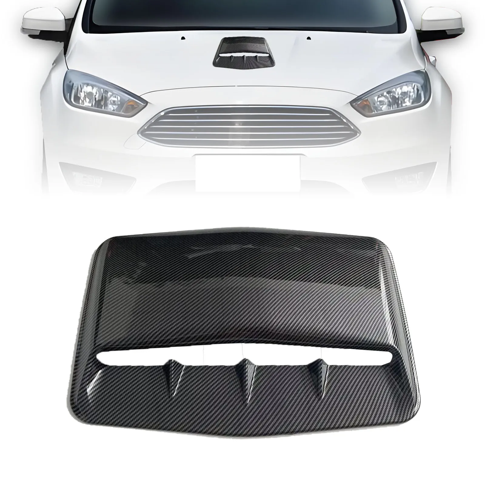 

1pcs Universal Car Decorative Air Flow Intake Hood Vent Cover Carbon Black Decotation Styling Stickers ABS