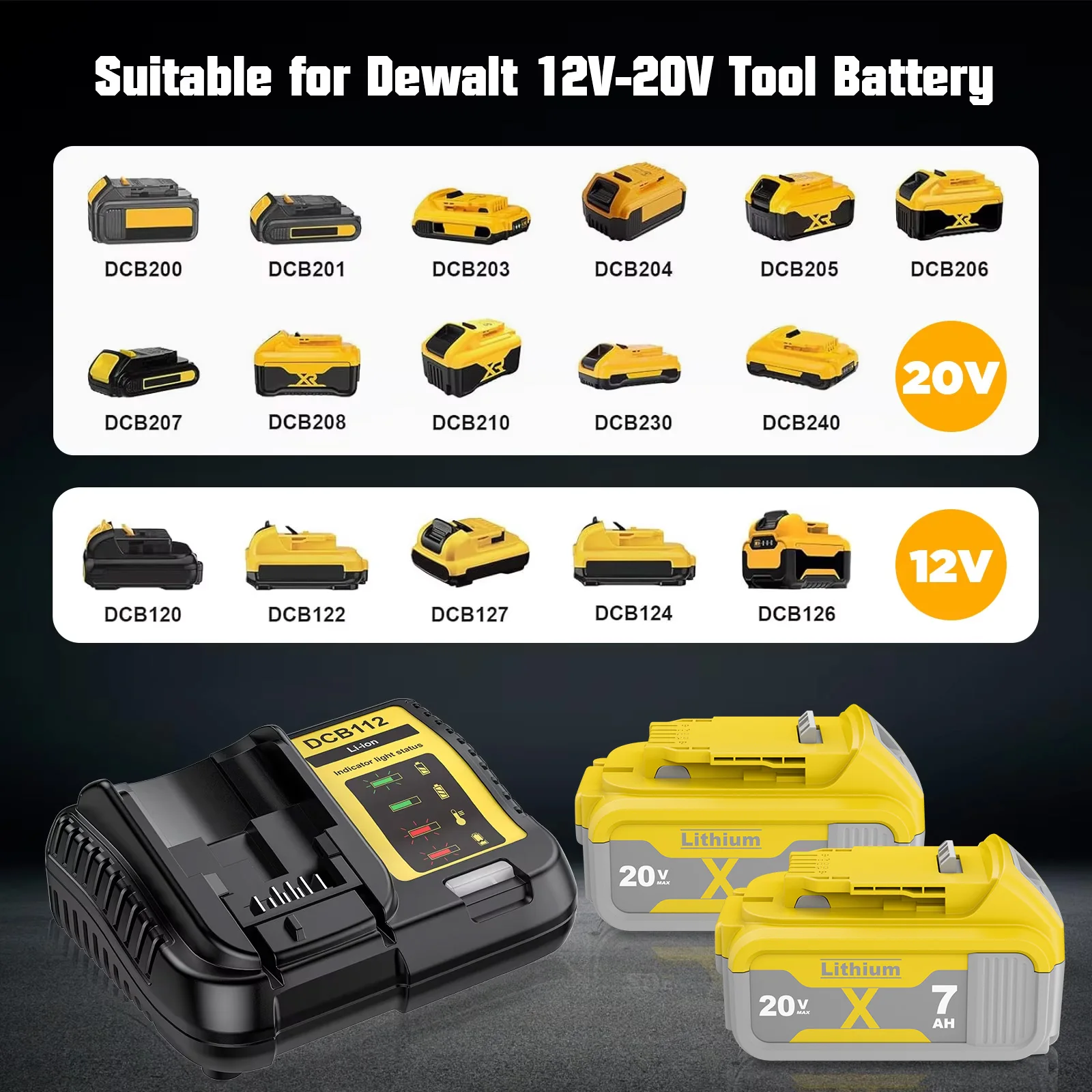 Zamienny akumulator litowy Dewalt 18V/20V 7000mAh DCB200 do DCB182 DCB184 DCB200 DCB180 DCB181 DCB182 DCB206 DCB201 — zdjęcie produktu 5