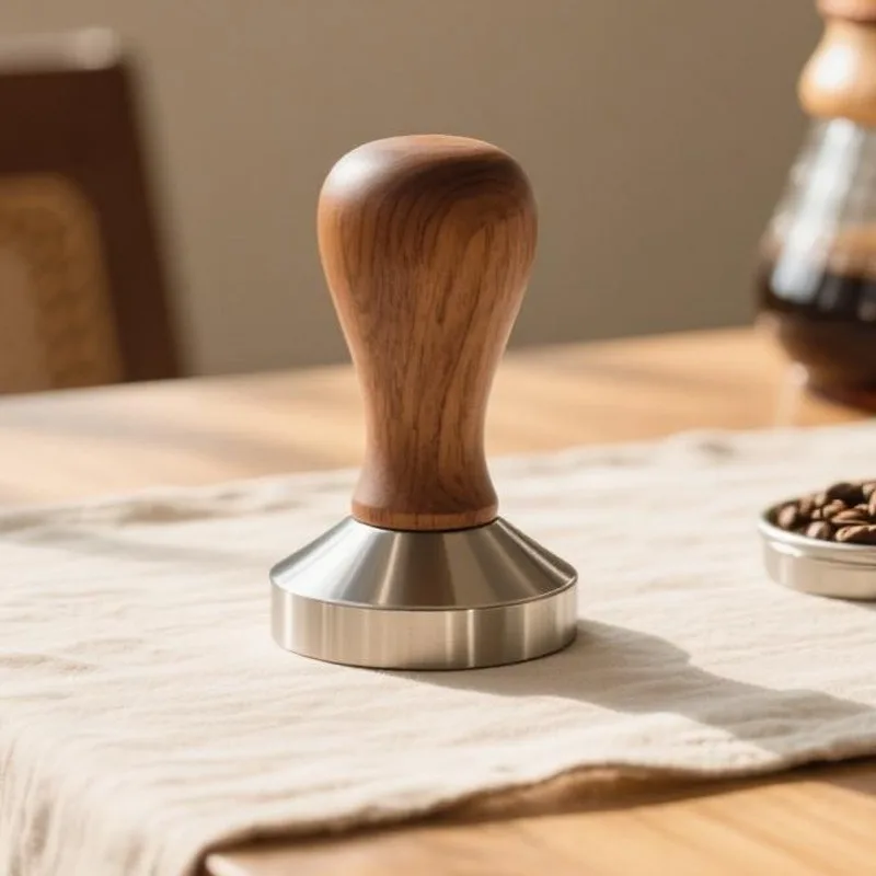 Coffee Press Powder Hammer Solid Wood Handle 304 Stainless Steel Press Powder Cloth Powder Coffee Machine Special Accessories
