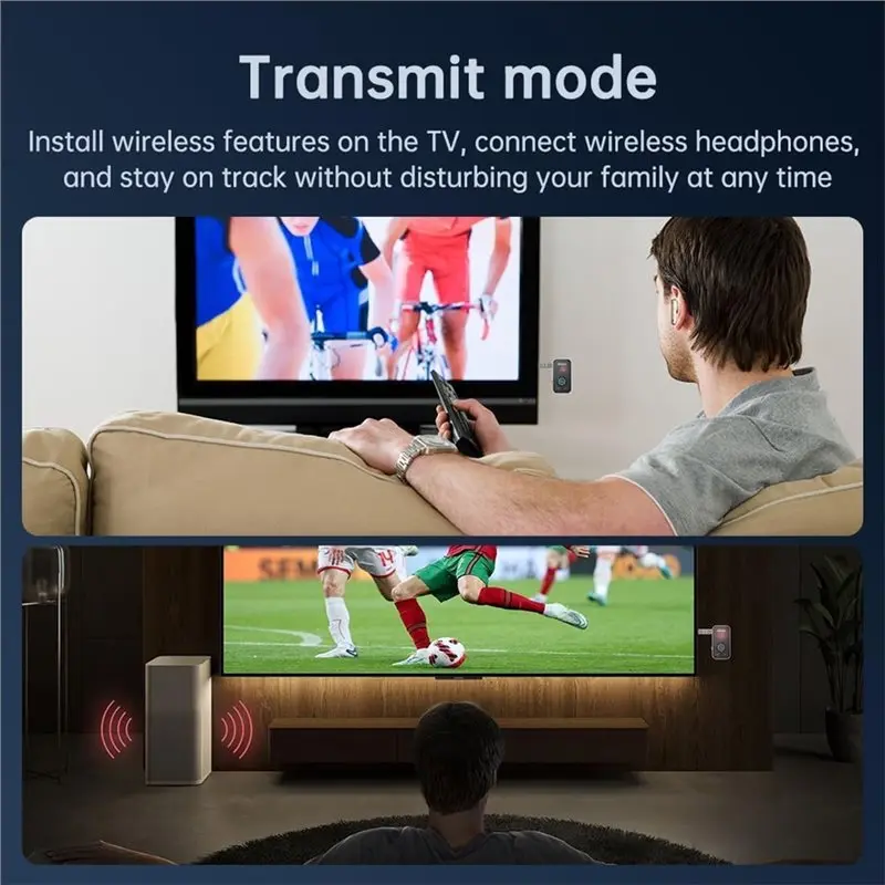 【PUBLICITY】Premium Pro For TV/Headphones, Gym For Car/Home Stereo Compatible Bluetooth 5.3 Transmitter Receiver, 2-In-1 Wireless view 4