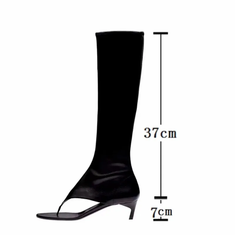 Black White Open Toe Hollowed Out Knee High Boots Women\'s Sexy Irregular High Heel Sandals, European and American Women\'s Shoes