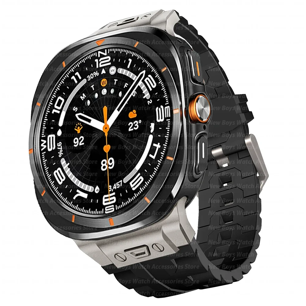 Pulseira de silicone sem lacuna para samsung galaxy watch ultra 47mm pulseira esportiva masculina para samsung galaxy 47mm pulseira de extremidade curvada ultra