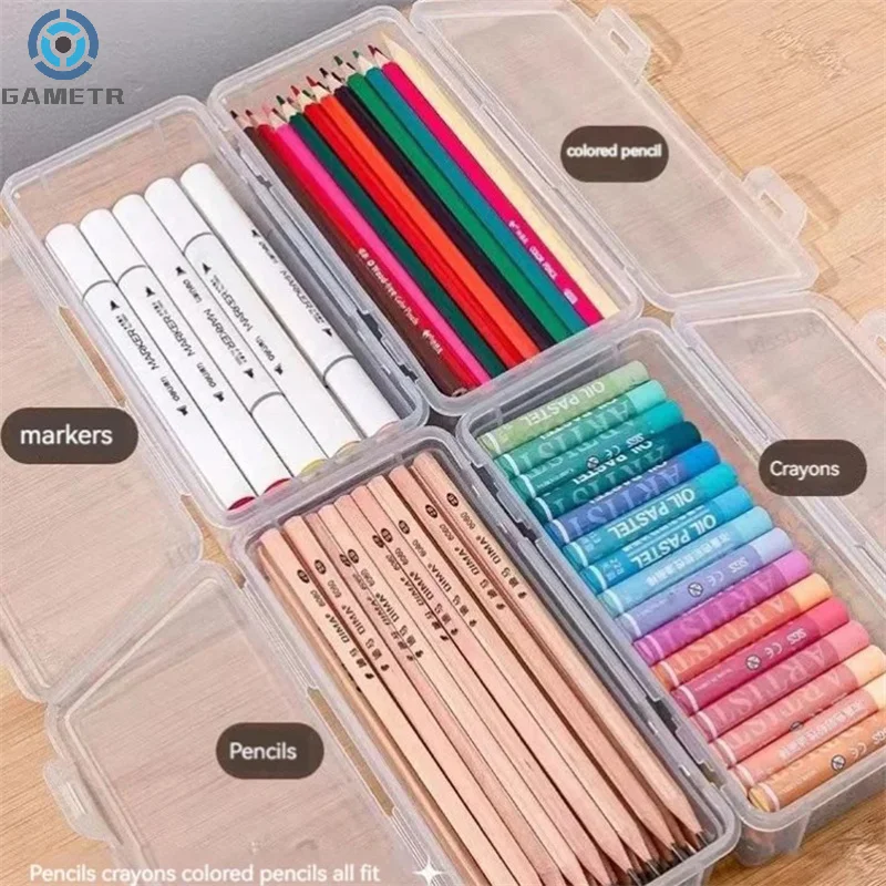 1PC Large Capacity Pencil Case Box PP Material Transparent Pencil Box Stackable Office Supplies Storage Organizer Box