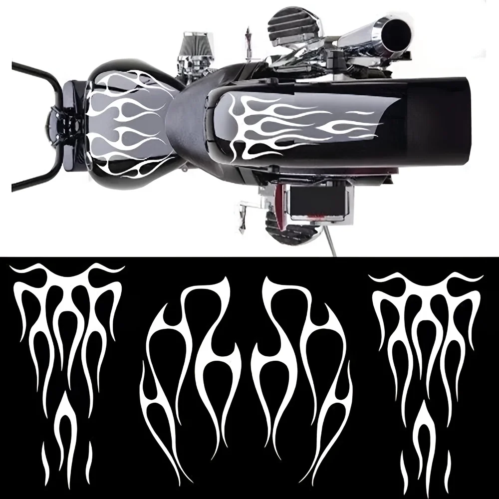 Universal Motorcycle Flame Kit Vinyl Stickers Waterproof Decals for Fuel Tank Fender Custom Body Decoration 1Set
