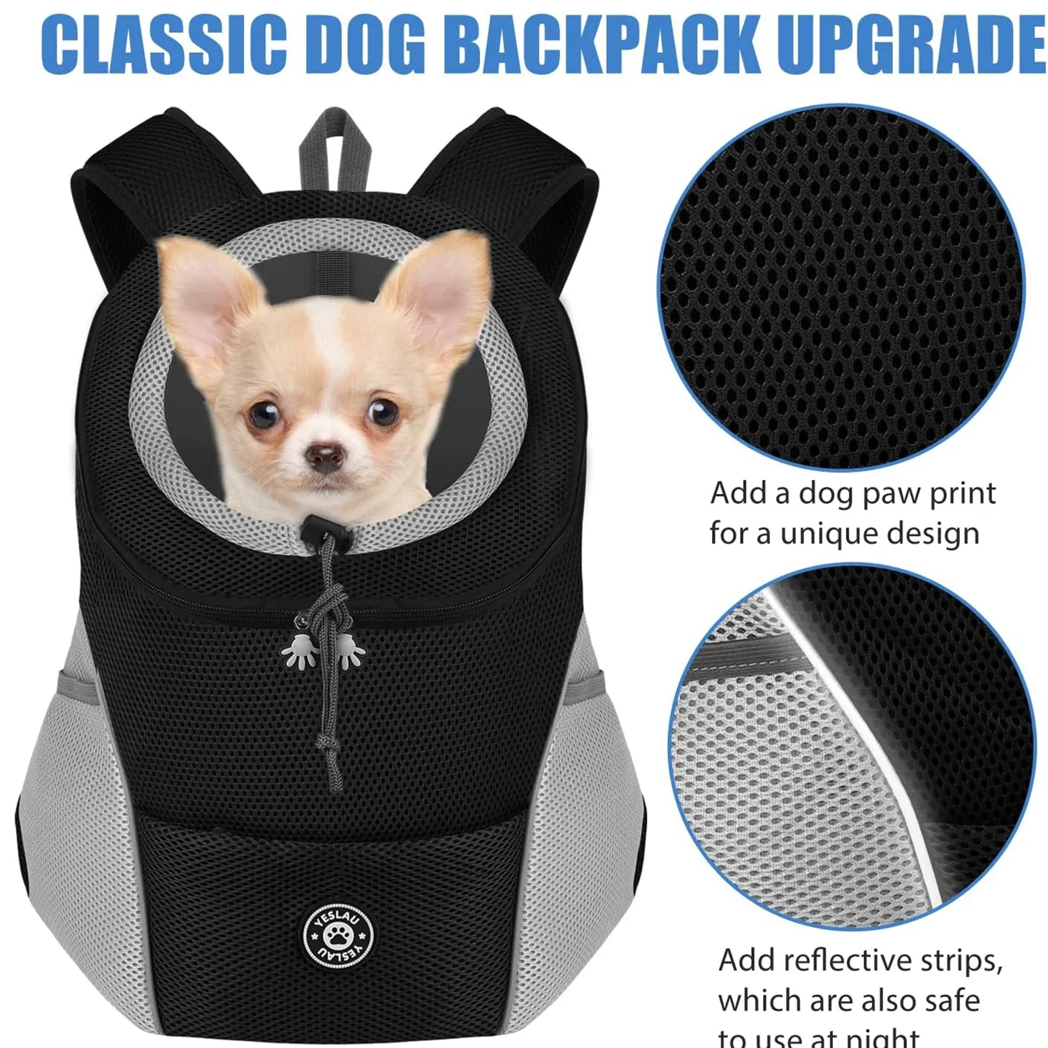 Dog Shoulder Carrier Backpacks Comfortable Doggy Front Backpack Pet Puppy Carrier Bags for Biking Hiking Camping Dog Carrier Bag