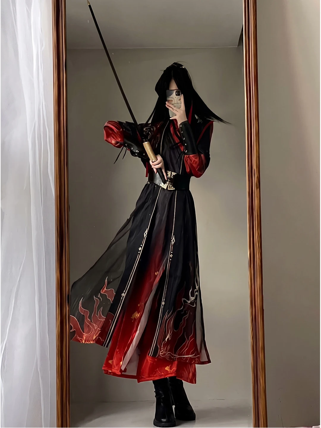 Stylish Youthful Feel Hanfu Men's Women's Modified Long Shirt Cool Martial Arts Ancient Costume Collar for Men And Women