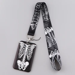 Skull Credential Holder Skeleton Lanyards for Key Neck Strap For Card Badge Gym Keychain Punk Keyring Accessories Halloween Gift