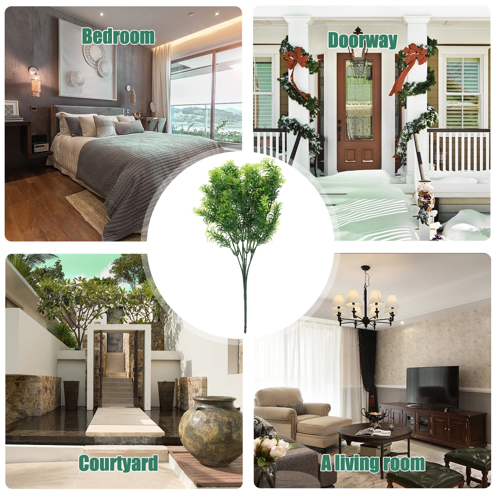 

2 Pcs Artificial Green Plants Store Decoration Faux Floral Stems Branch Plastic Branches