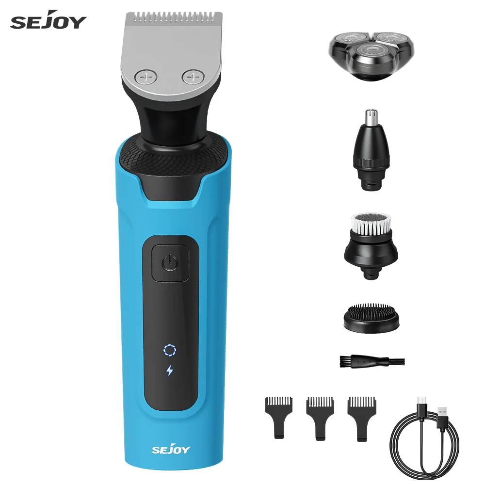 

Sejoy Professional Electric Hair Clipper Machine Cordless Rechargeable Rotary Shavers Ear Nose Hair Trimmer for Men sky blue