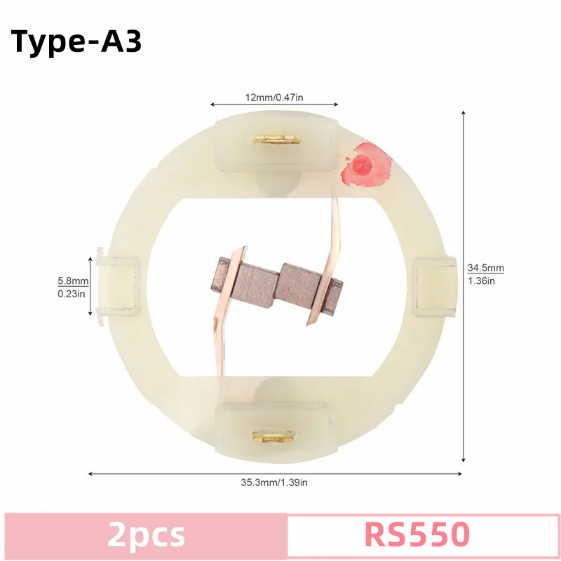 2pcs RS550 RS775 R380 DC Motor Carbon Brush Holder for Electric Drill / Electric Screwdriver with Copper Brushes Motor Tools