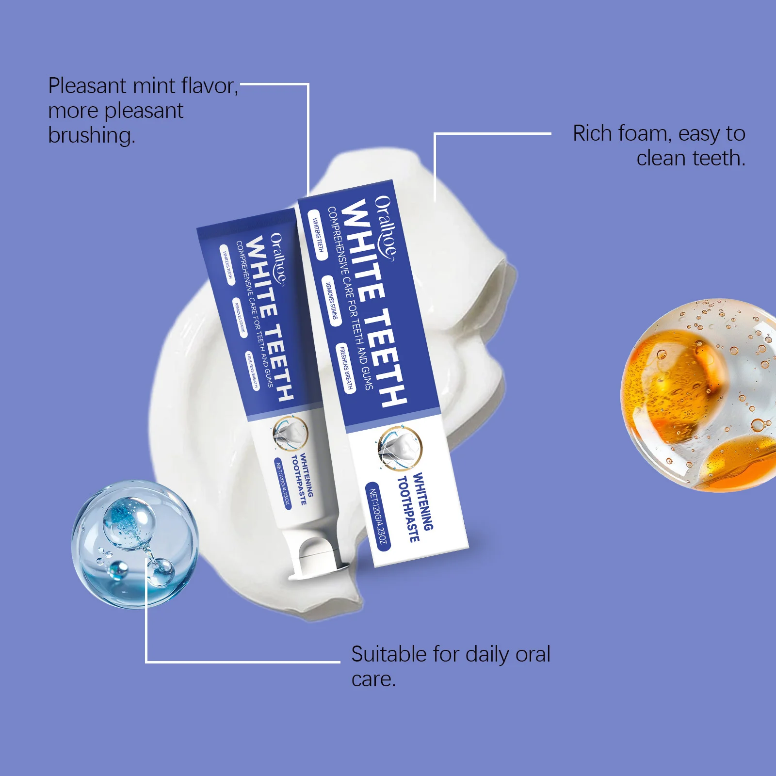 Dentifricio schiarente per denti Rimuovi macchie di placca Migliora i denti gialli Pulizia profonda Alito fresco Sbiancamento Dentifricio sbiancante