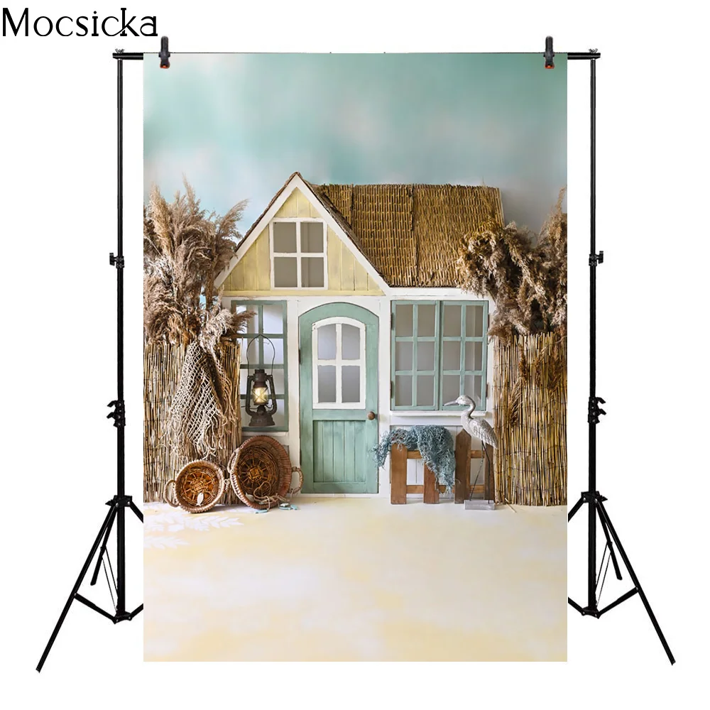 Vintage Rustic House Backdrops for Photography Kids Newborn 1st Birthday Portrait Photo Backgrounds Studio Shoot Prop Photobooth