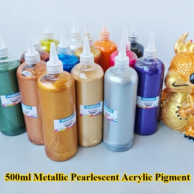500ml Metallic Pearlescent Acrylic Paint Handmade Stone Plastic Engraving Coloring Writing Couplets Card Decorative Art Paint