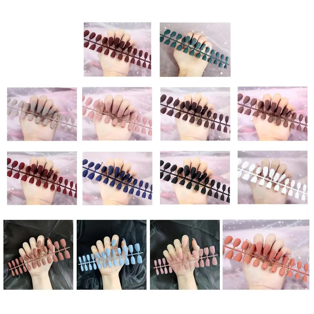 DIY Artificial Nails Tips Press on Matte Ballet Women Natural Style for Nail Art Salon Party Use