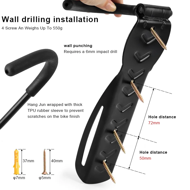 ที่จอดจักรยาน Wall Mount จักรยานสนับสนุนวงเล็บ MTB เก็บติดผนังเชิงเทียนทรงสูงขี่จักรยานเก็บคงที่แขวน Hook