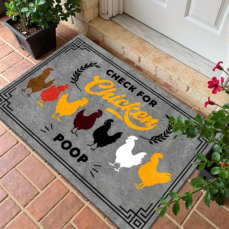 Humorous Farm Chicken Doormat, Non‑Slip Floor Mat, Funny Slogan Chicken Design for Rustic Farmhouse Entryway Porch Decor