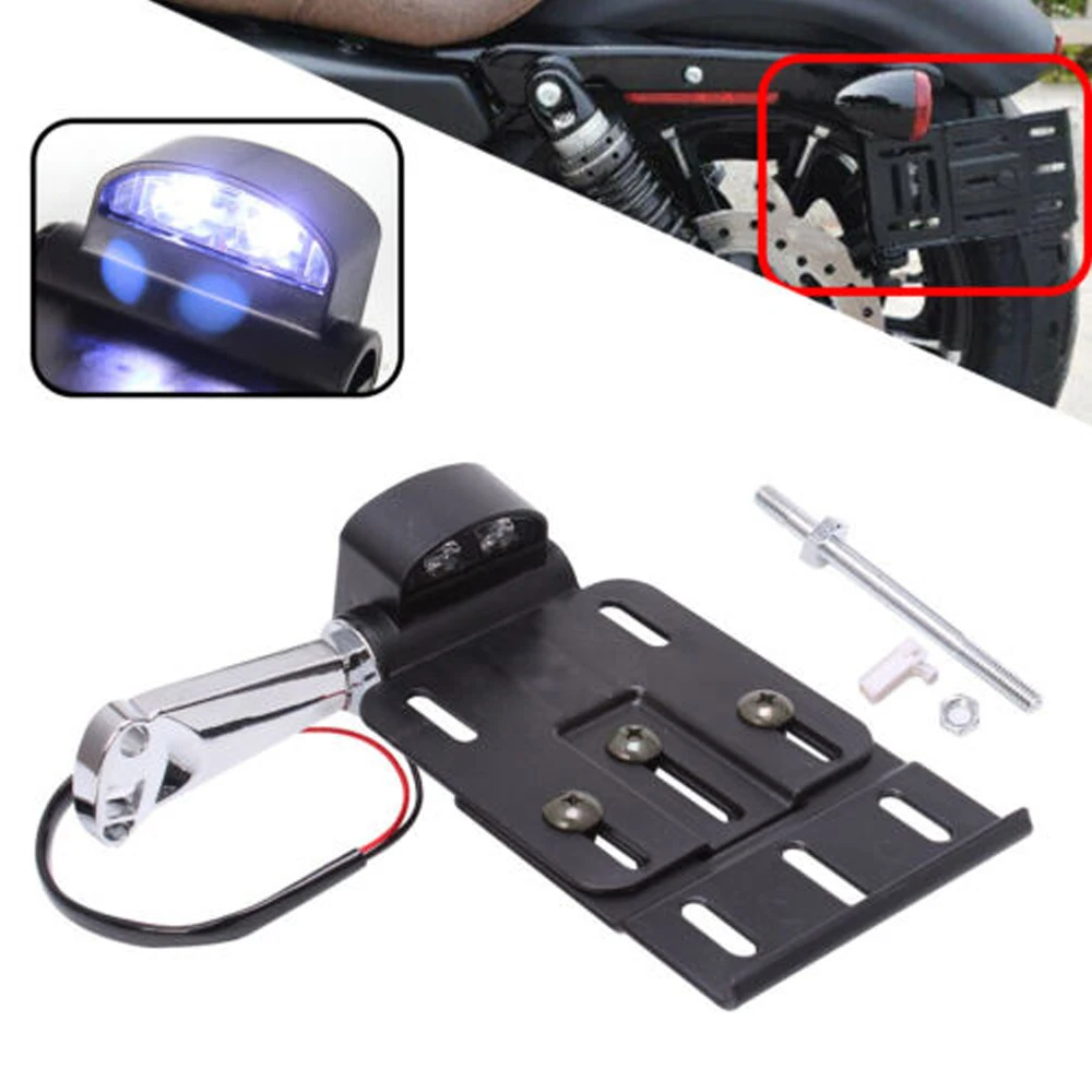 

Motorcycle Telescopic Folding LED Side Mount License Plate Bracket For Harley Sportster XL 883 1200 2004-2016 2015 2014
