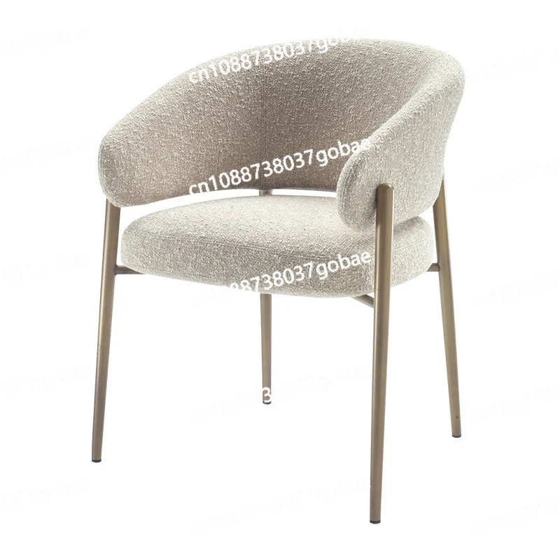 

Italian Modern Simple Home Dining Chair Leisure Restaurant Fabric Armrest Backrest Leisure Chair