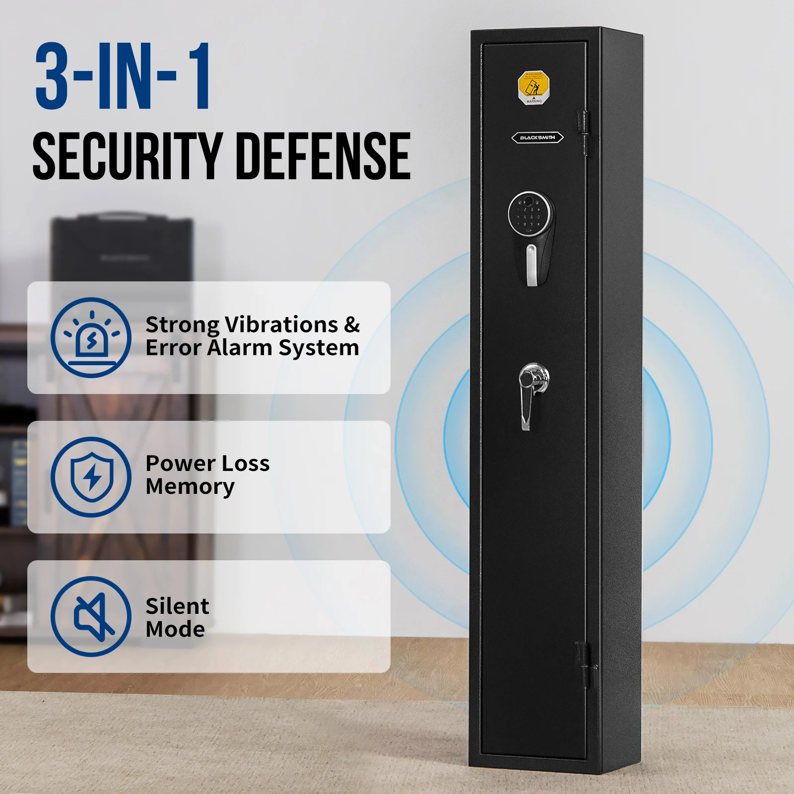 BlackSmith Gun Safe Biometric Fingerprint Gun Safe for 3 Rifles and Shotguns Gun Cabinet Rifle Safe with Digital Keypad Key