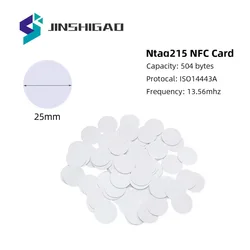 10PCS 13.56MHz Ntag215 NFC Coins Adhesive Cards Badge Backing 504 Bytes ISO/IEC 14443 A 25mm Waterproof PVC Ntag 215 Tag