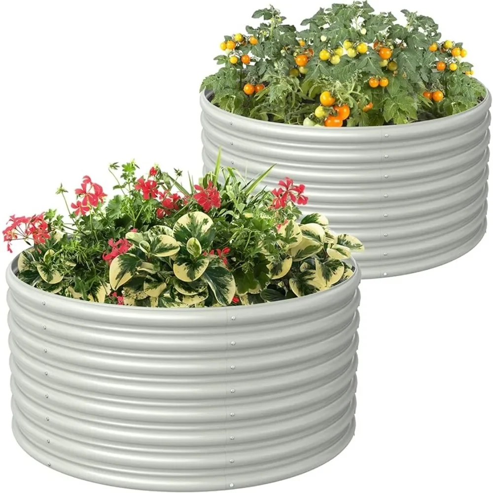 

Metal Raised Garden Beds for Flower Bonsai Vase 2-Pack 3FT(D) X2FT(H) Round Galvanized Raised Garden Bed Outdoor Pots for Plants