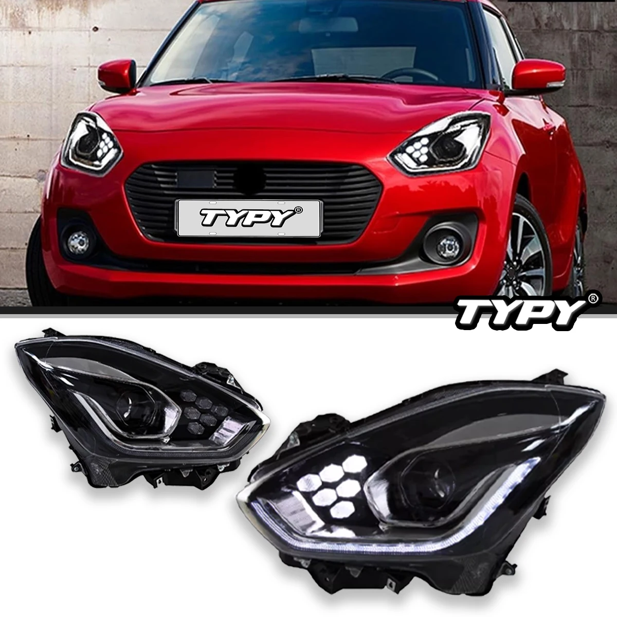 TYPY Car Lights For Suzuki Swift Headlight 2019-2021 LED Projetor head Lamp Daytime Running Light Automotive Accessories